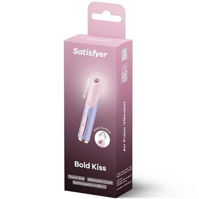 Satisfyer Pink/Violet Bold Kiss Wave - Travel Air Wave Massager Satisfyer Pink/Violet Bold Kiss Wave - Travel Air Wave Massager