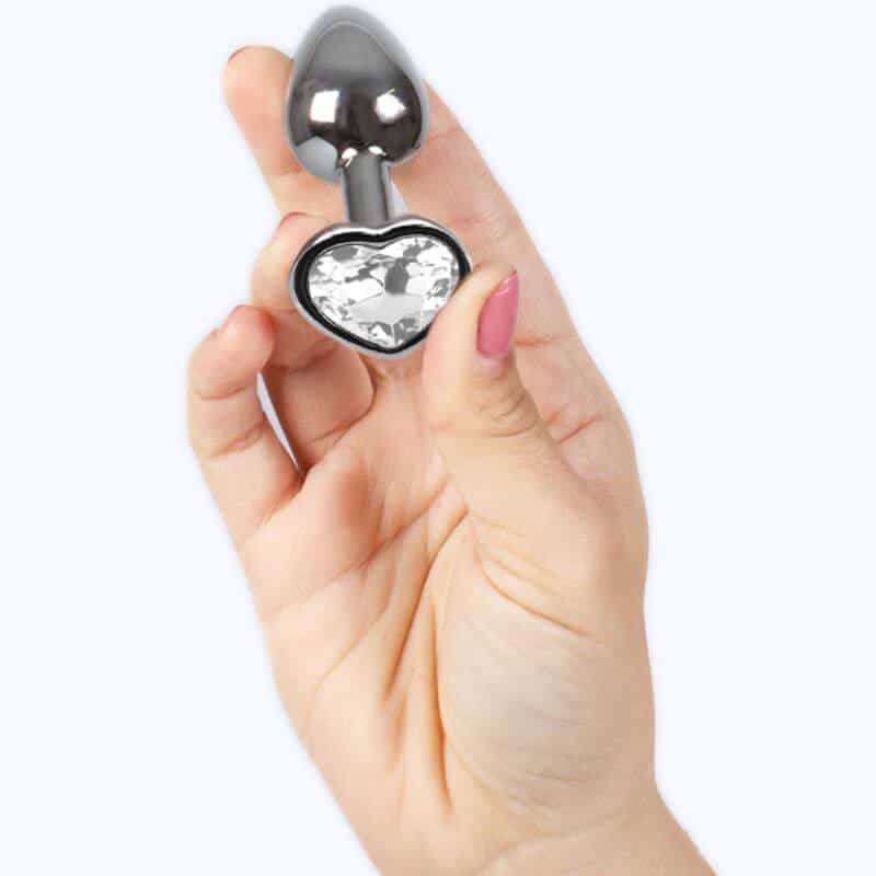 Secretplay Metal Butt Plug with Clear Crystal Heart Secretplay Metal Butt Plug with Clear Crystal Heart