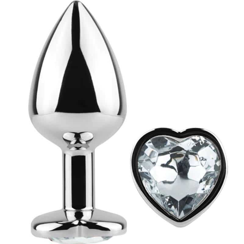 Secretplay Metal Butt Plug with Clear Crystal Heart