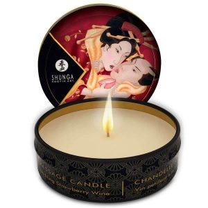 Shunga Candelight Strawberries Massage Oil Candle