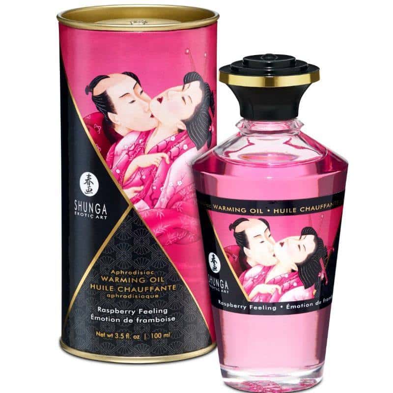 Shunga Heat Massage Oil 100ml with Intense Raspberry Taste