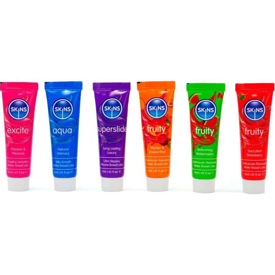 Skins - CONJUNTO DE LUBRIFICANTES FRUITY & VITAL 6 x 12 ML Skins - CONJUNTO DE LUBRIFICANTES FRUITY & VITAL 6 x 12 ML