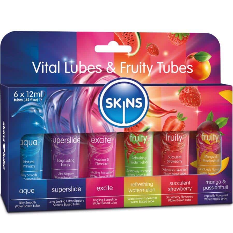 Skins - CONJUNTO DE LUBRIFICANTES FRUITY & VITAL 6 x 12 ML