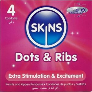 Skins Dots & Ribs Pack 4 Raised Texture Condoms
