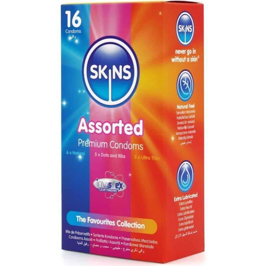 Skins - VARIETY PACK OF 16 ASSORTED CONDOMS Skins - VARIETY PACK OF 16 ASSORTED CONDOMS