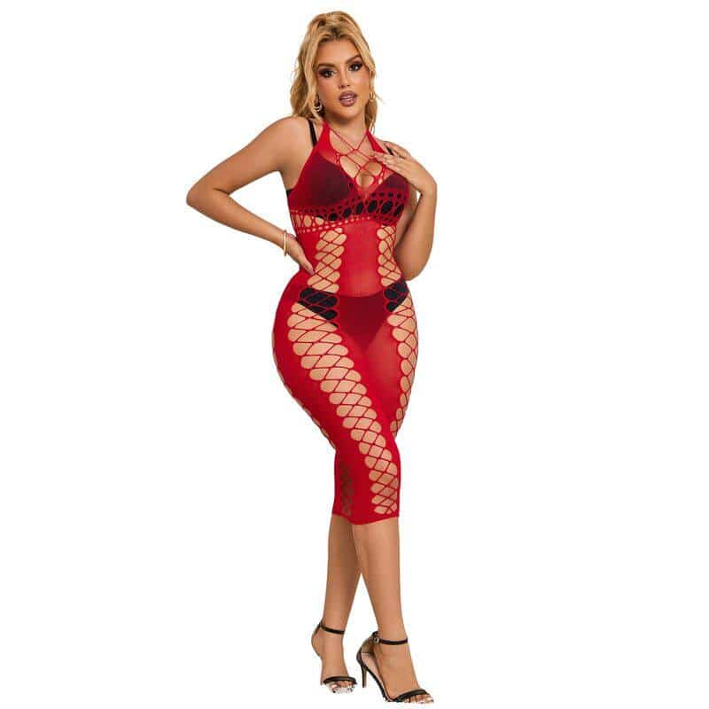 Subblime 952327 Red Fishnet Bodycon Dress Subblime 952327 Red Fishnet Bodycon Dress