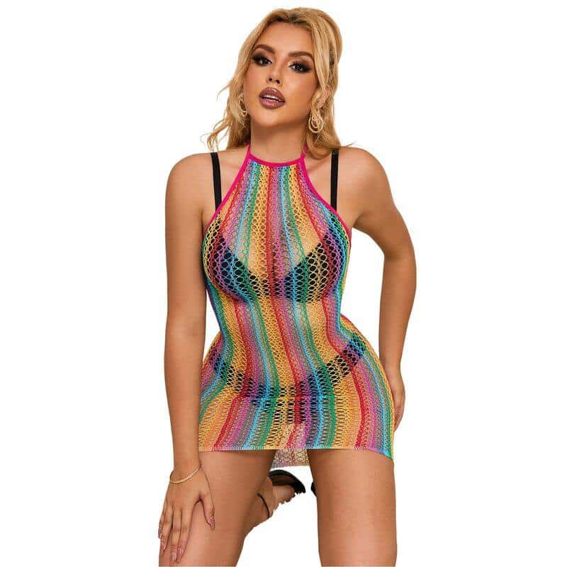 Subblime - 952341 FISHNET DRESS IN RAINBOW COLORS ONE SIZE Subblime - 952341 FISHNET DRESS IN RAINBOW COLORS ONE SIZE