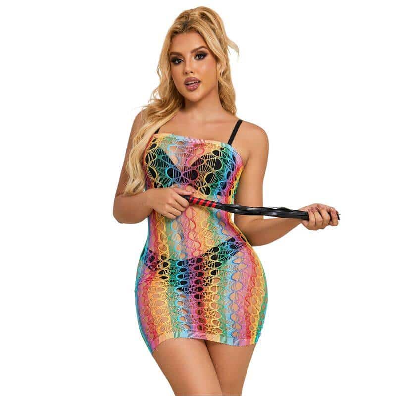 Subblime 952365 Fishnet Rainbow Bodysuit