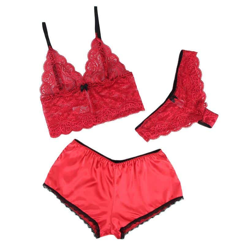 Subblime 953898 Conjunto Seda e Renda Vermelho Subblime 953898 Conjunto Seda e Renda Vermelho