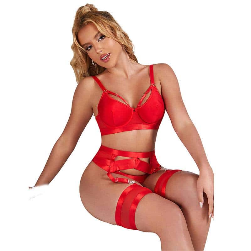 Subblime 955250 Red Bondage Style Bra Set S/M Subblime 955250 Red Bondage Style Bra Set S/M