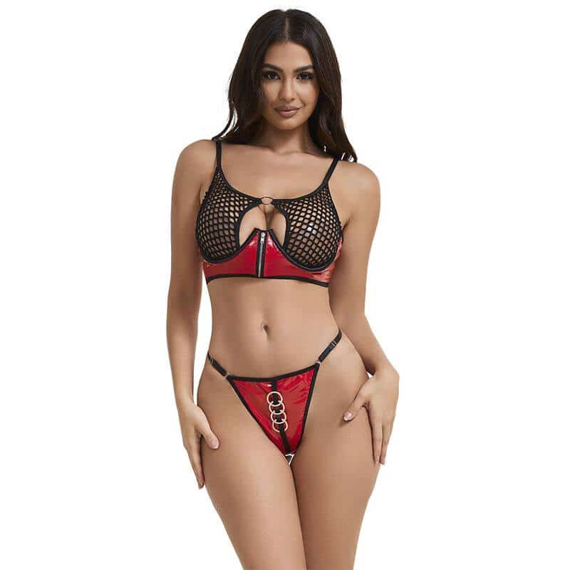 Subblime 955533 Red Mesh Bra Set with Zip