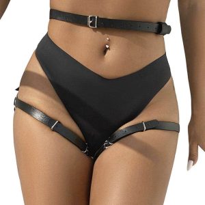 Subblime - Black Leather Harness WITH WAIST AND Leg StrapS ONE SIZE