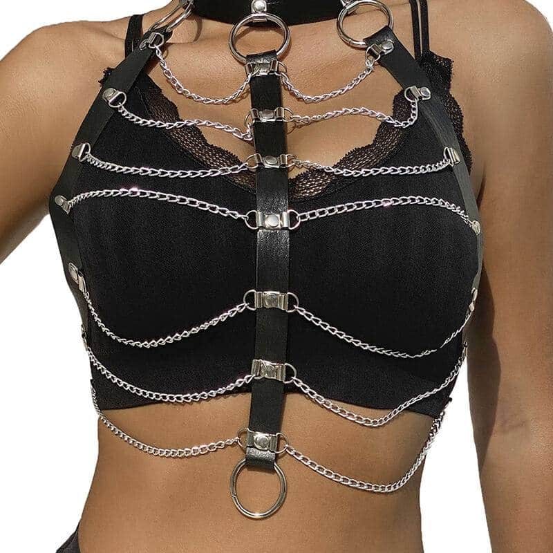 Subblime Leather Chest Harness with Chains Subblime Leather Chest Harness with Chains
