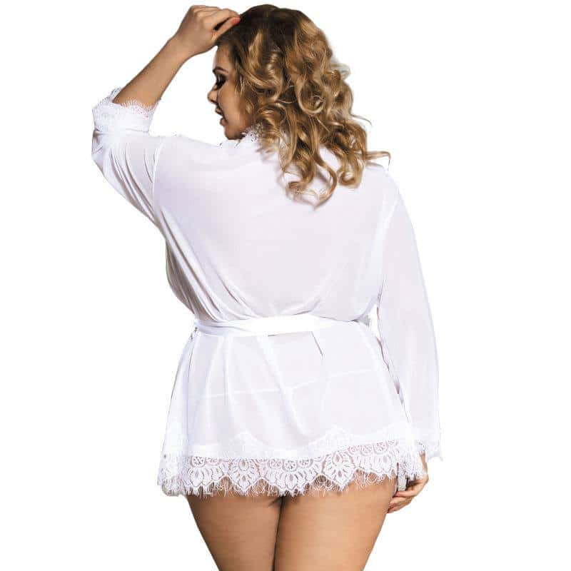 Subblime Babydoll Branco Queen Plus com Franja Subblime Babydoll Branco Queen Plus com Franja