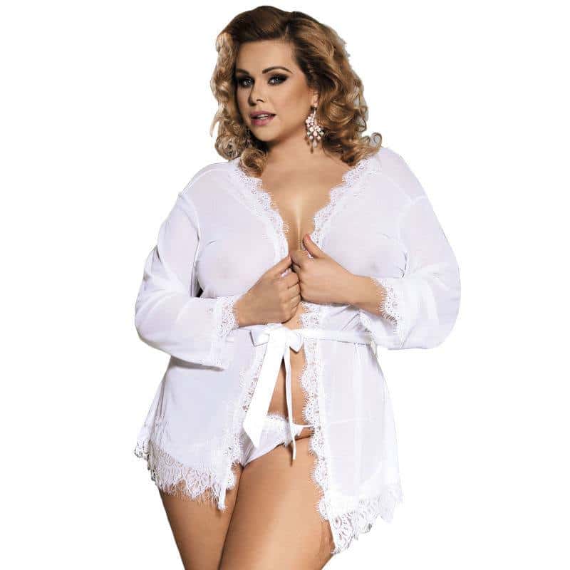 Subblime Babydoll Branco Queen Plus com Franja