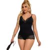 Subblime - Black TEDDY WITH FLORAL LACE S/M