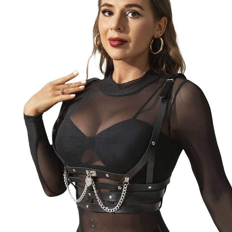 Subblime Harness Corset with Chain Accent Subblime Harness Corset with Chain Accent
