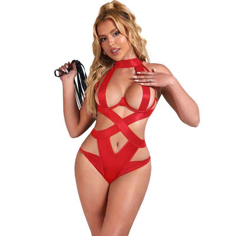 Subblime L/XL Red Harness Bodysuit