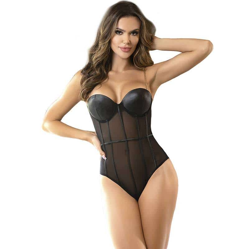 Subblime Black Chain Bodysuit Straps S/M Subblime Black Chain Bodysuit Straps S/M