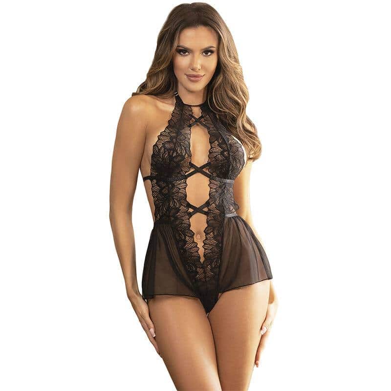 Subblime Black Lace Teddy L/XL Halter