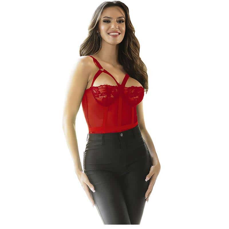 Subblime - Red Lace Teddy with Garter Strap Detail Subblime - Red Lace Teddy with Garter Strap Detail