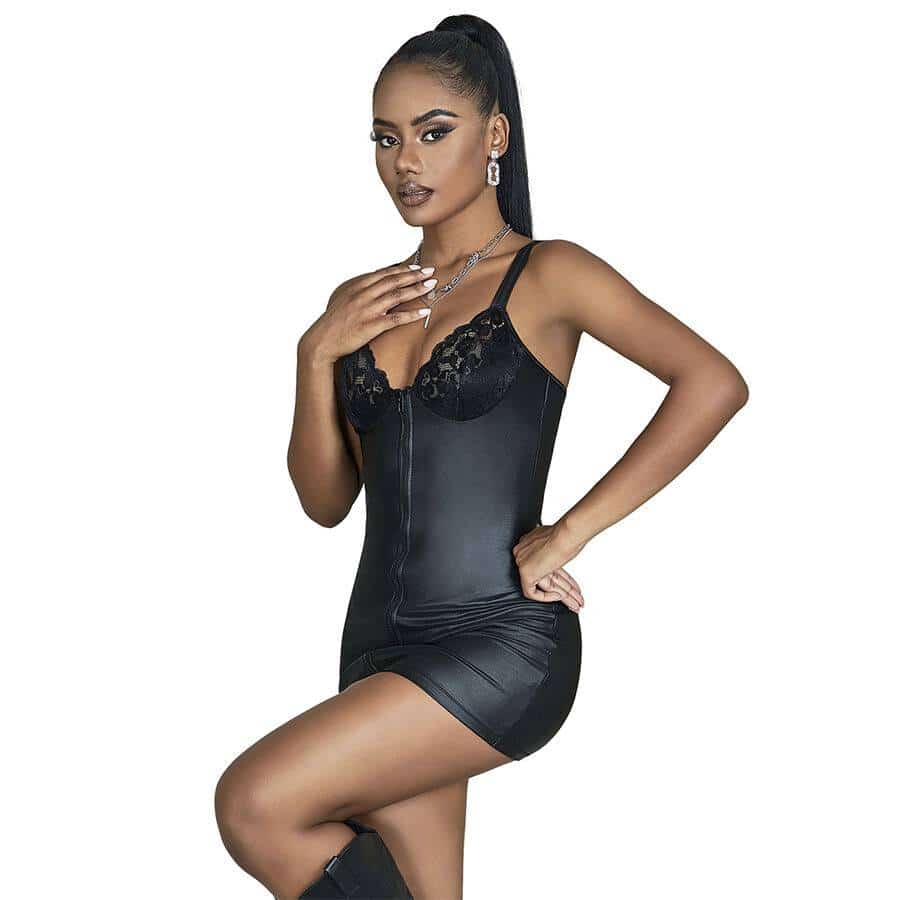 Subblime Black Leather Dress with Zip S/M Subblime Black Leather Dress with Zip S/M
