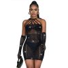 Subblime 952235 Black Fishnet Rhinestone Dress