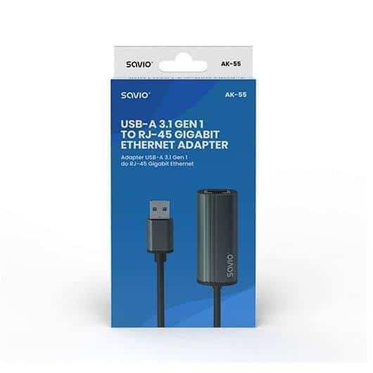 USB-A to RJ45 Ethernet Adapter Savio AK-55