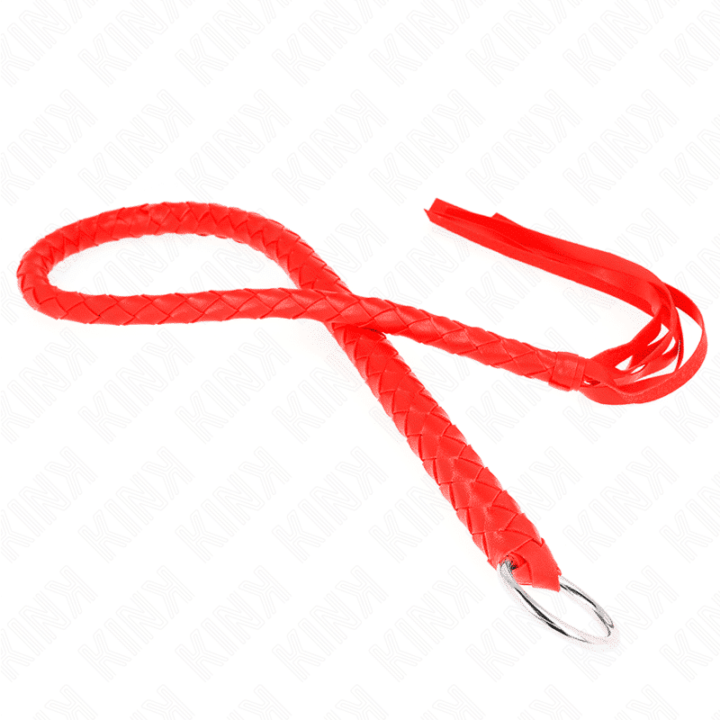 Kink - Chicote de Couro com Anel Vermelho 65cm