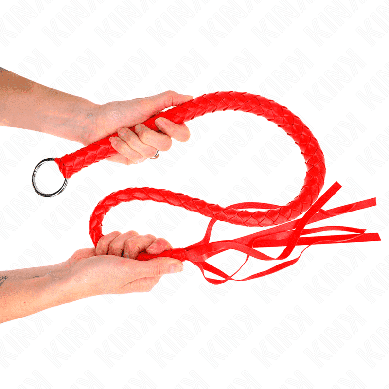Kink - Chicote de Couro com Anel Vermelho 65cm Kink - Chicote de Couro com Anel Vermelho 65cm