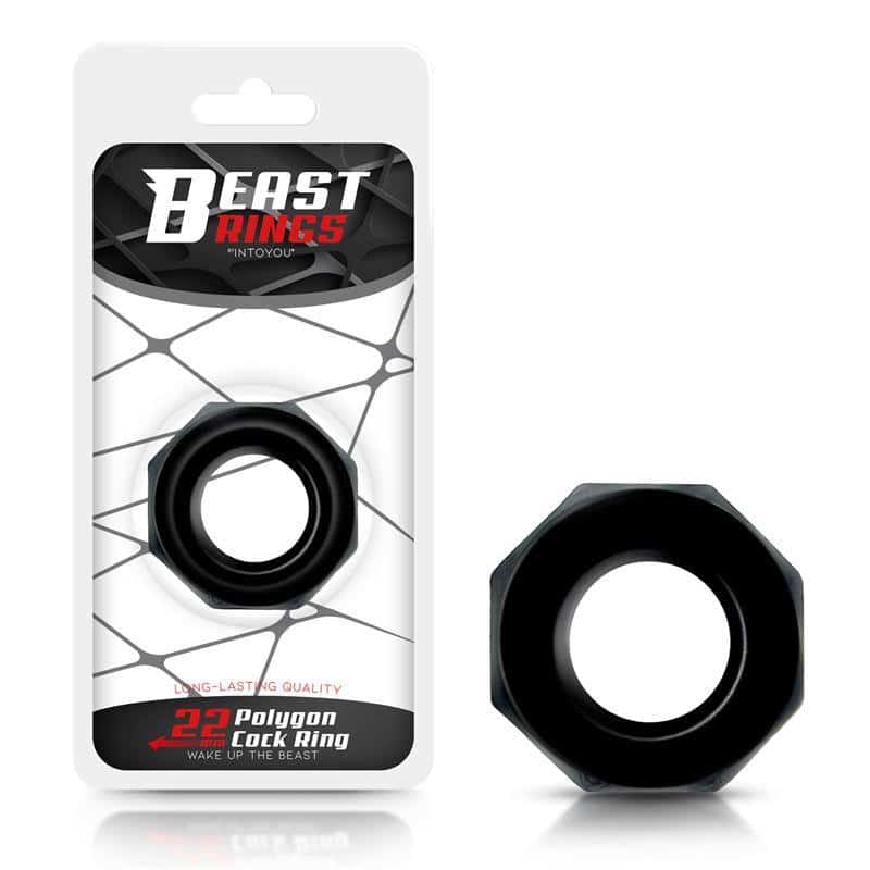 Penis Ring Polygonal Super Flexible 2.2 cm Black