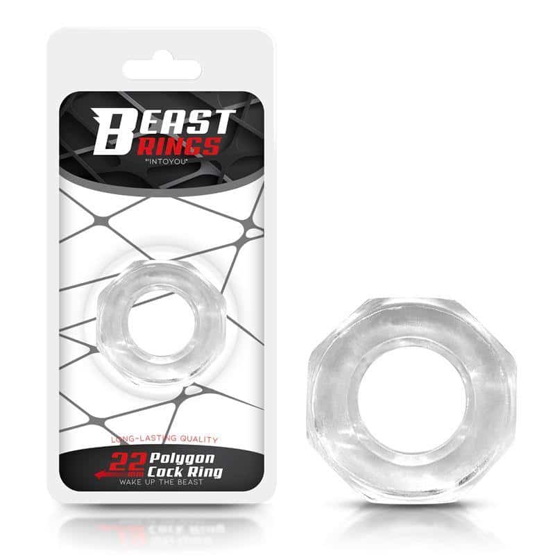Penis Ring Super Flexible Polygonal 2.2 cm Transparent