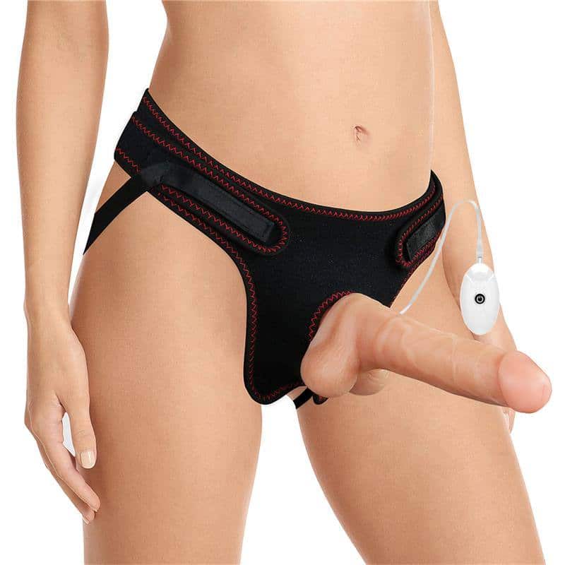 Arnês com Dildo com Vibração e Controlo Remoto 7.5
