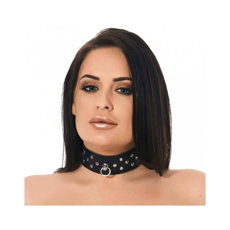 Leather Collar with Ring and Stars