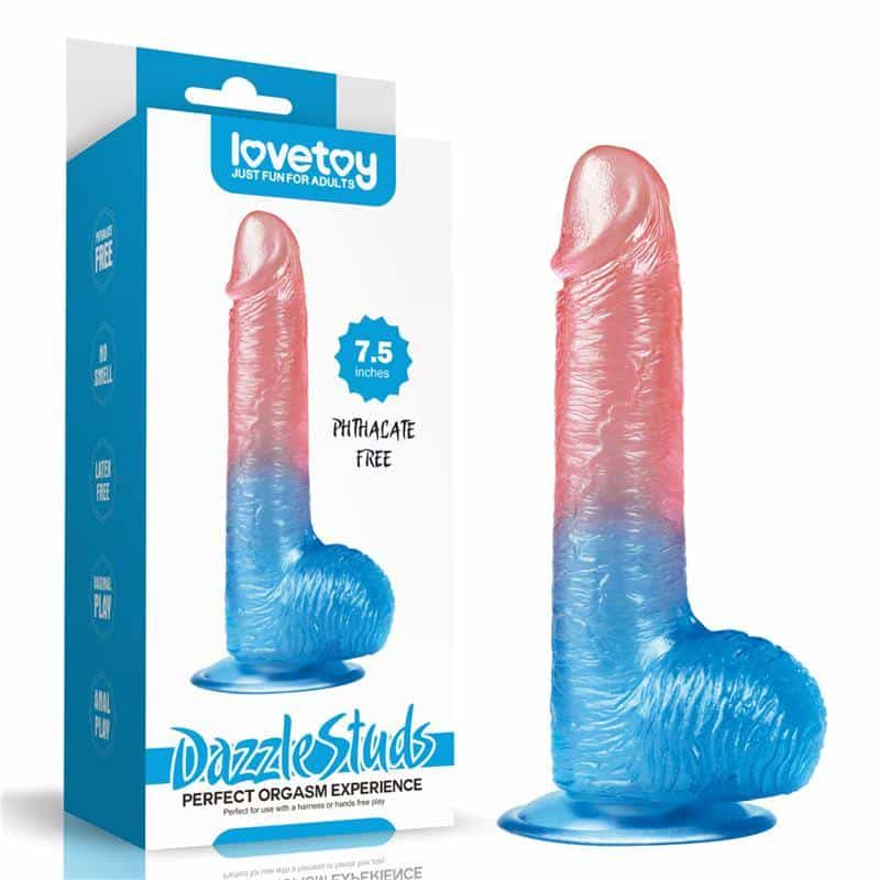 Dildo Dazzle Studs 7.5 Pink and Blue Dildo Dazzle Studs 7.5 Pink and Blue