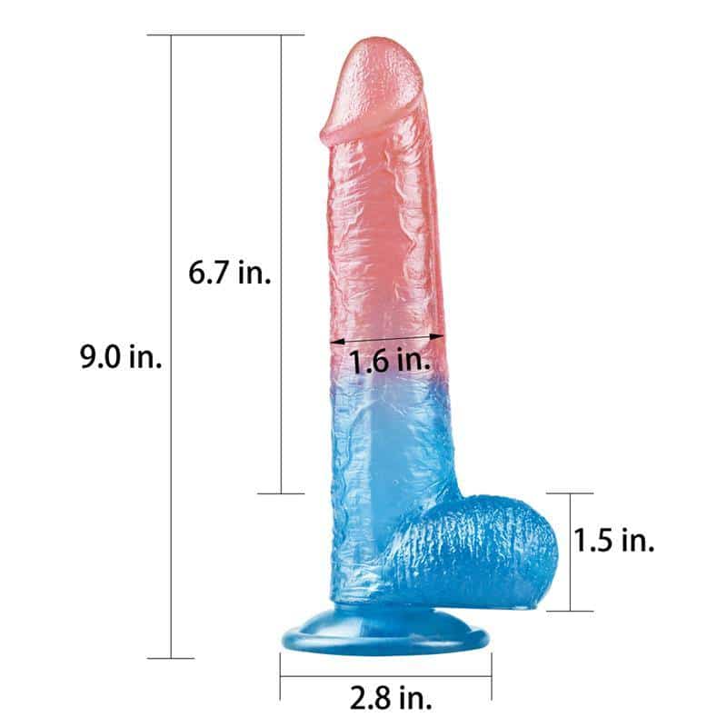 Dildo Dazzle Studs 9 Pink and Blue Dildo Dazzle Studs 9 Pink and Blue