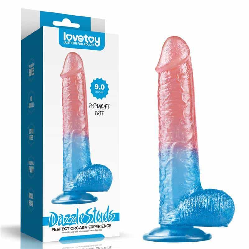Dildo Dazzle Studs 9 Pink and Blue Dildo Dazzle Studs 9 Pink and Blue