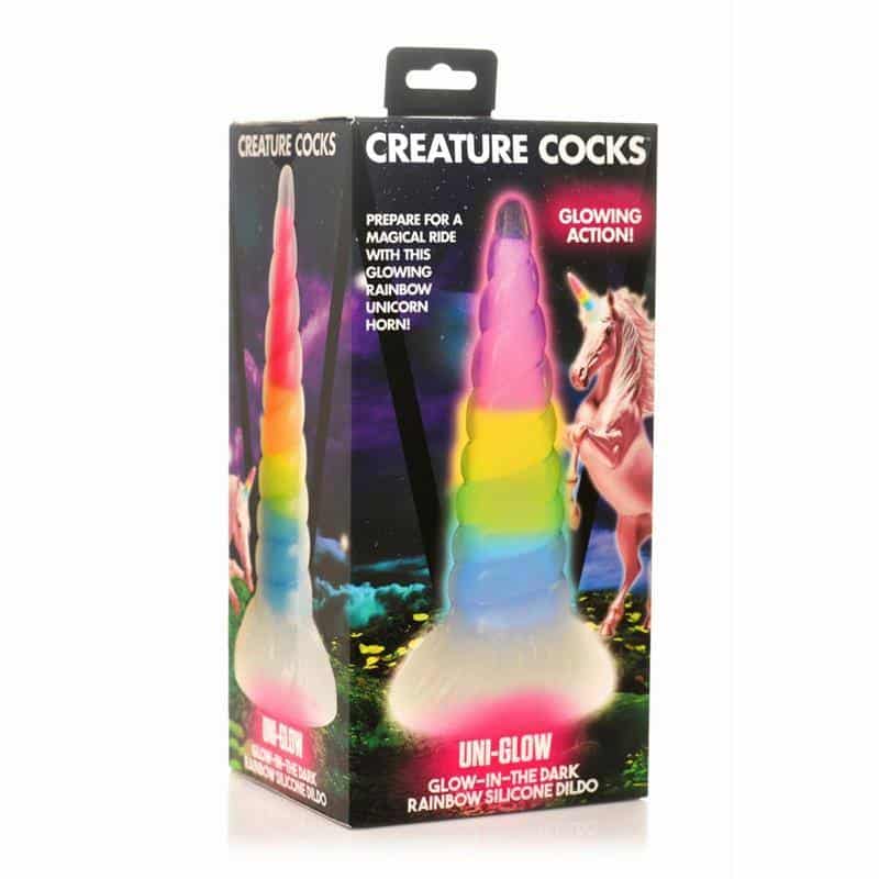 Glow in the Dark Rainbow Luminiscent Dildo Glow in the Dark Rainbow Luminiscent Dildo