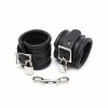 Ankle Cuffs Leather Black with Lock 7cm