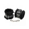 Ankle Cuffs Leather and Black Fur 7cm