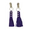 Nipple Clamps Leather with Purple Fringes