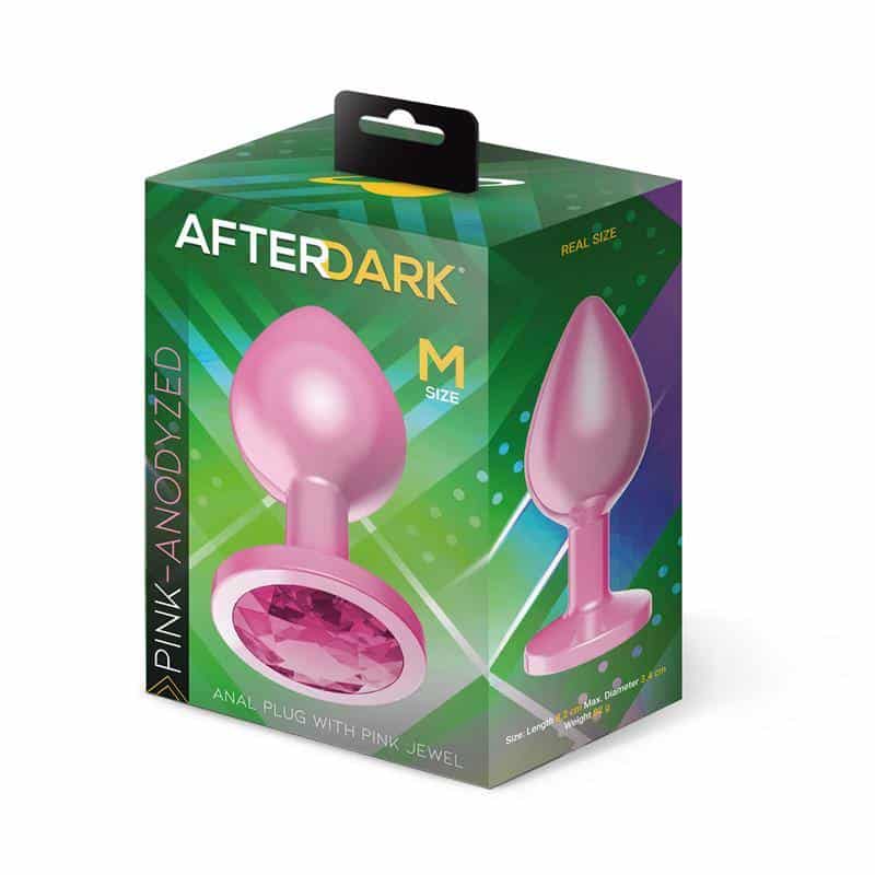Pink Anodized Anal Plug with Jewel Size M Pink Anodized Anal Plug with Jewel Size M