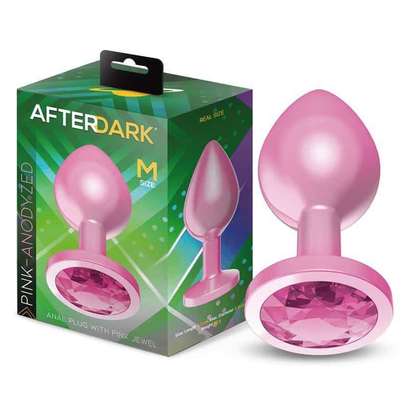 Plug Anal Anodizado Rosa com Joia Tamanho M