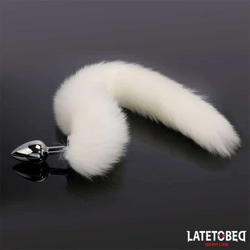 Anal Plug with Tail White 40 cm Anal Plug with Tail White 40 cm