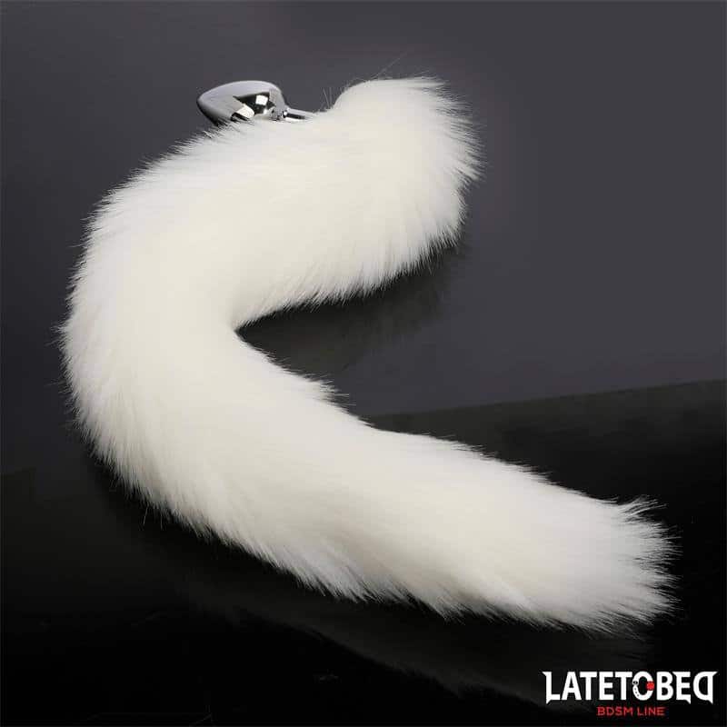 Anal Plug with Tail White 40 cm Anal Plug with Tail White 40 cm