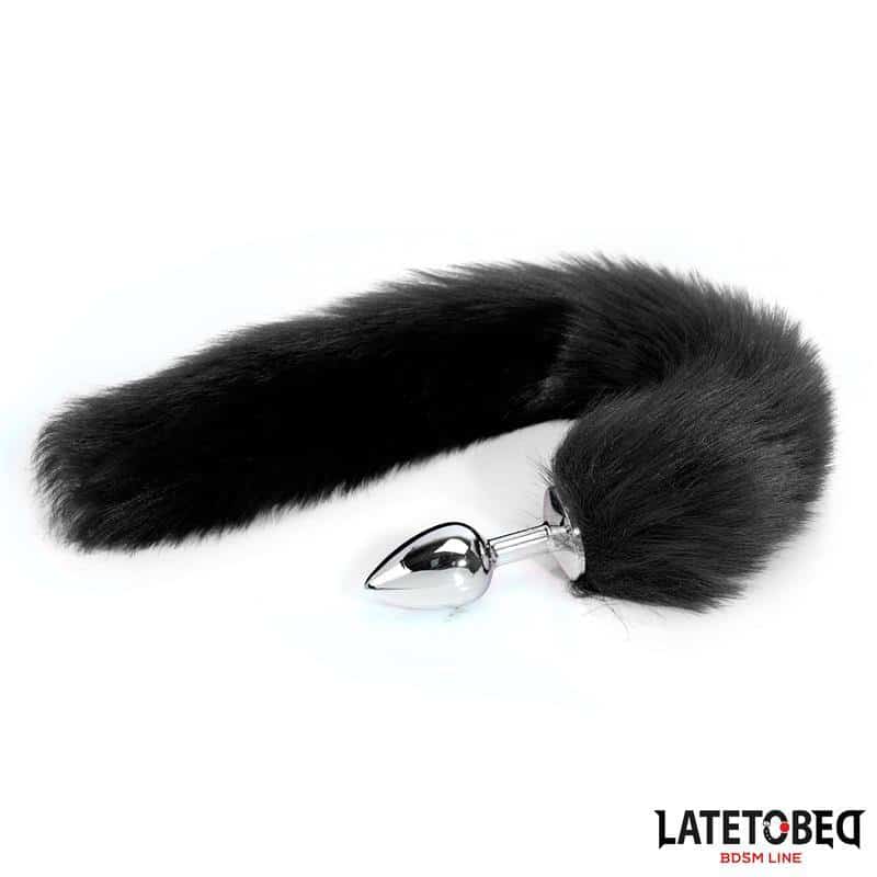 Anal Plug with Tail Black 40 cm