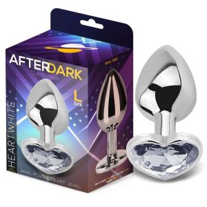 Anal Plug with White Heart Jewel Size L