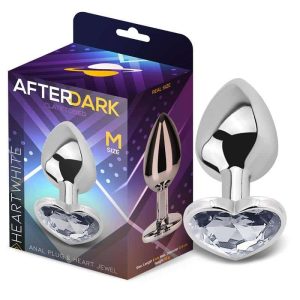 Anal Plug with White Heart Jewel Size M