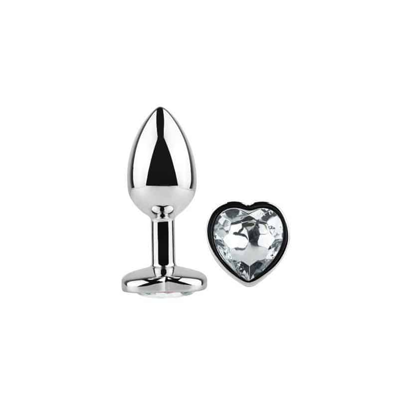 Anal Plug with White Heart Jewel Size S Anal Plug with White Heart Jewel Size S