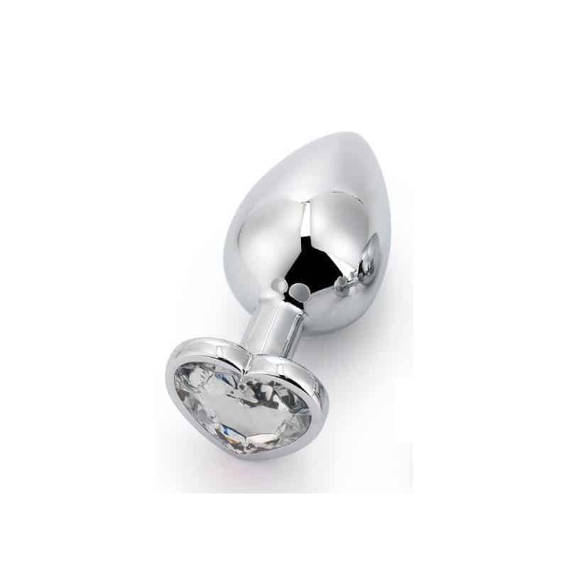 Anal Plug with White Heart Jewel Size S Anal Plug with White Heart Jewel Size S